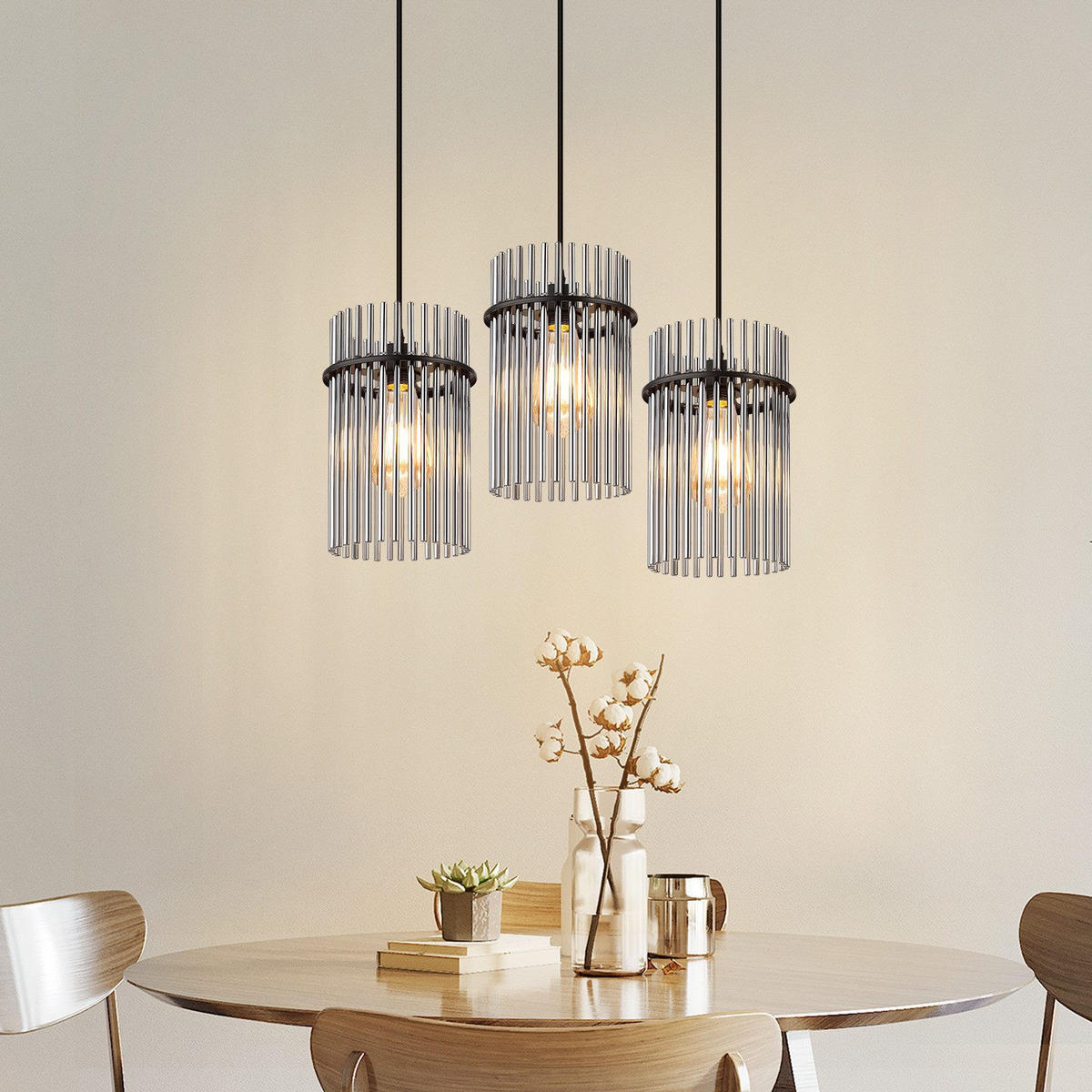 PENDELLEUCHTE BEATRIX Ⅲ 25/25/150 cm - Schwarz, Metall (25/25/150cm) - Nettlife