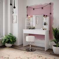 SCHMINKTISCH Charlotte Weiß 106 cm mit LED-Spiegel und Hocker - Weiß, Holzwerkstoff (106/142/40cm) - Vicco