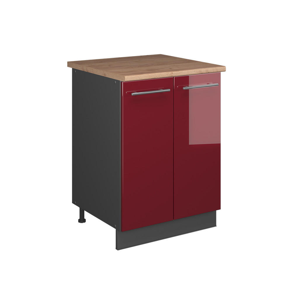 DISKBÄNKSSKÅP Fame-Line, Bordeaux högblank/antracit, 60 cm Bordeaux, Antracit 82/60/60 cm