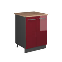 SKŘÍŇKA POD DŘEZ Fame-Line, Bordó červená vysoký lesk/Antracit, 60 cm - bordeaux/antracitová, kompozitní dřevo (60/82/60cm) - Vicco