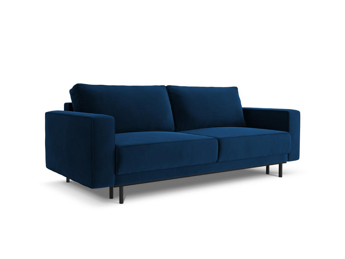 AUSKLAPPBARES-SOFA mit Bettkasten Caro aus Samt königsblau 3 Sitzplätze - Blau, Textil (97/93/236cm) - Micadoni