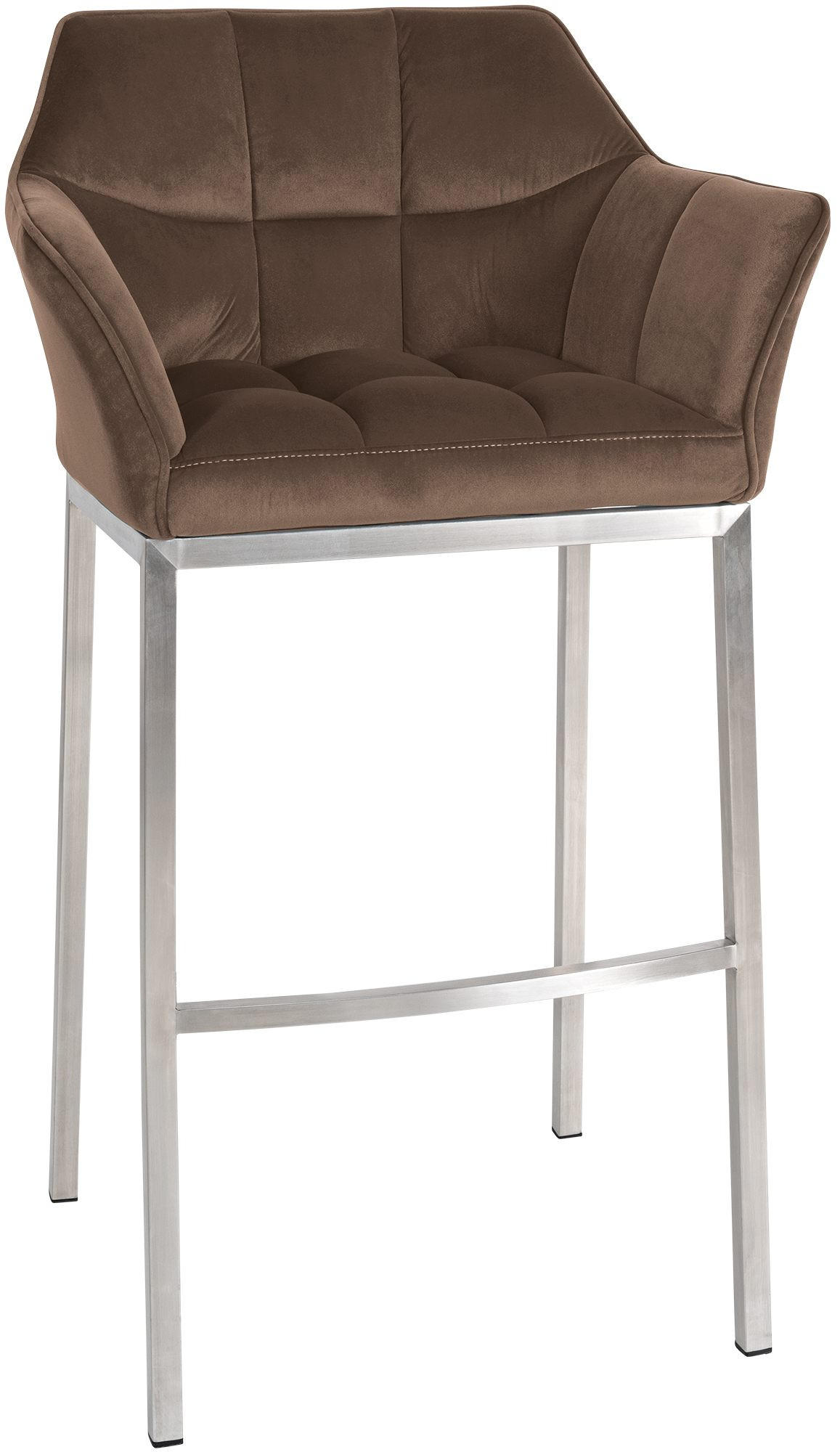 BARHOCKER Samt Braun - Edelstahlfarben/Braun, Textil/Metall (64/110/48cm) - CLP