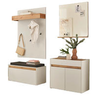 GARDEROBE 5-teilig Set weiß, Eiche Wotan 190 cm, viel Stauraum - Silberfarben/Eiche Wotan, Glas/Holzwerkstoff (190/200/40cm) - Furn.Design