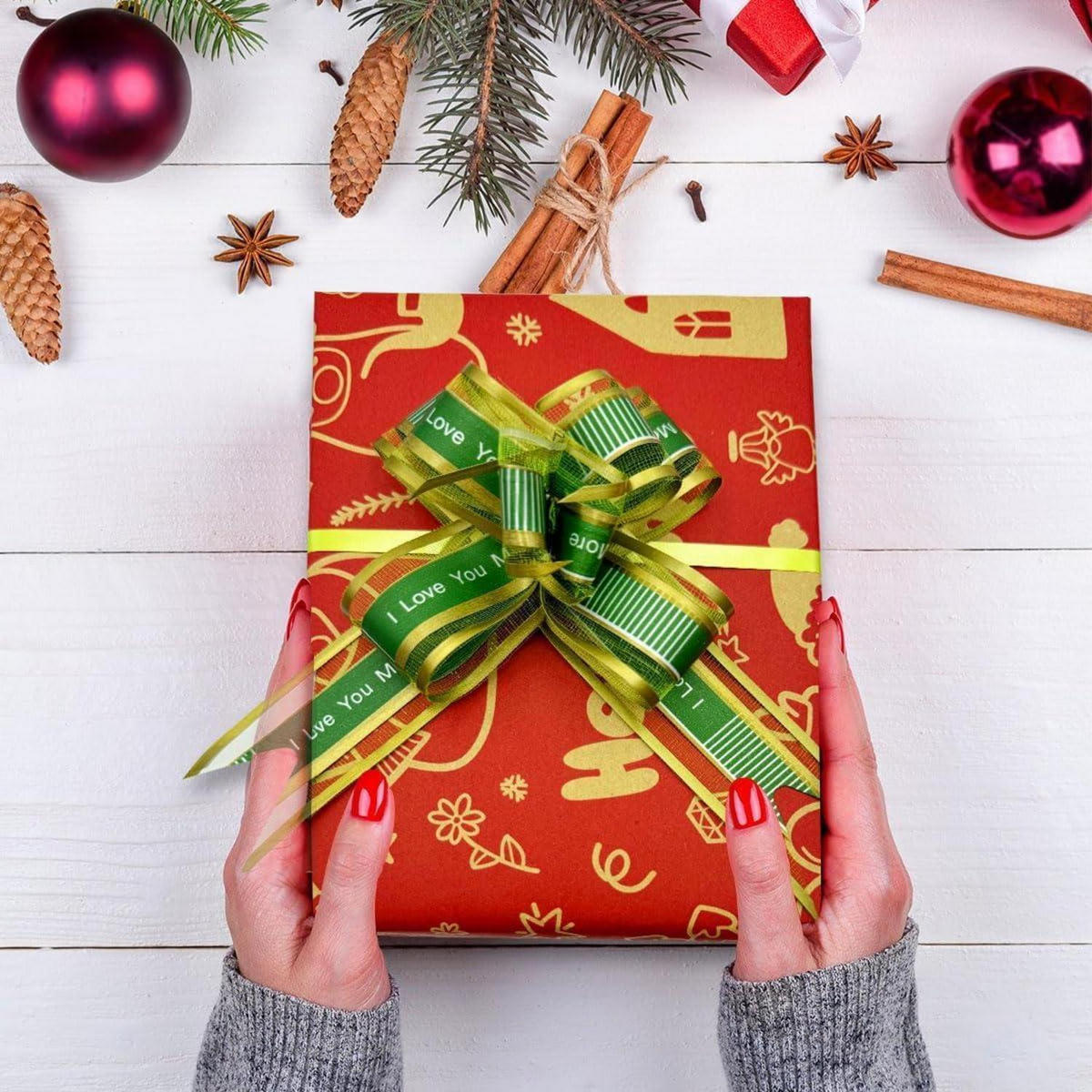 GESCHENKPAPIERROLLE 43 cm x 15 m Rot Kraftpapier Weihnachtsmuster - Rot, Papier (43/1/1500cm)