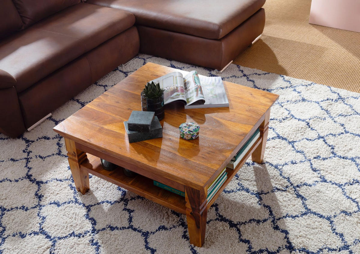 COUCHTISCH Akazie 85x85x45 honig lackiert OXFORD #0316 - Braun, Holz (85/85/45cm) - Massivmoebel24