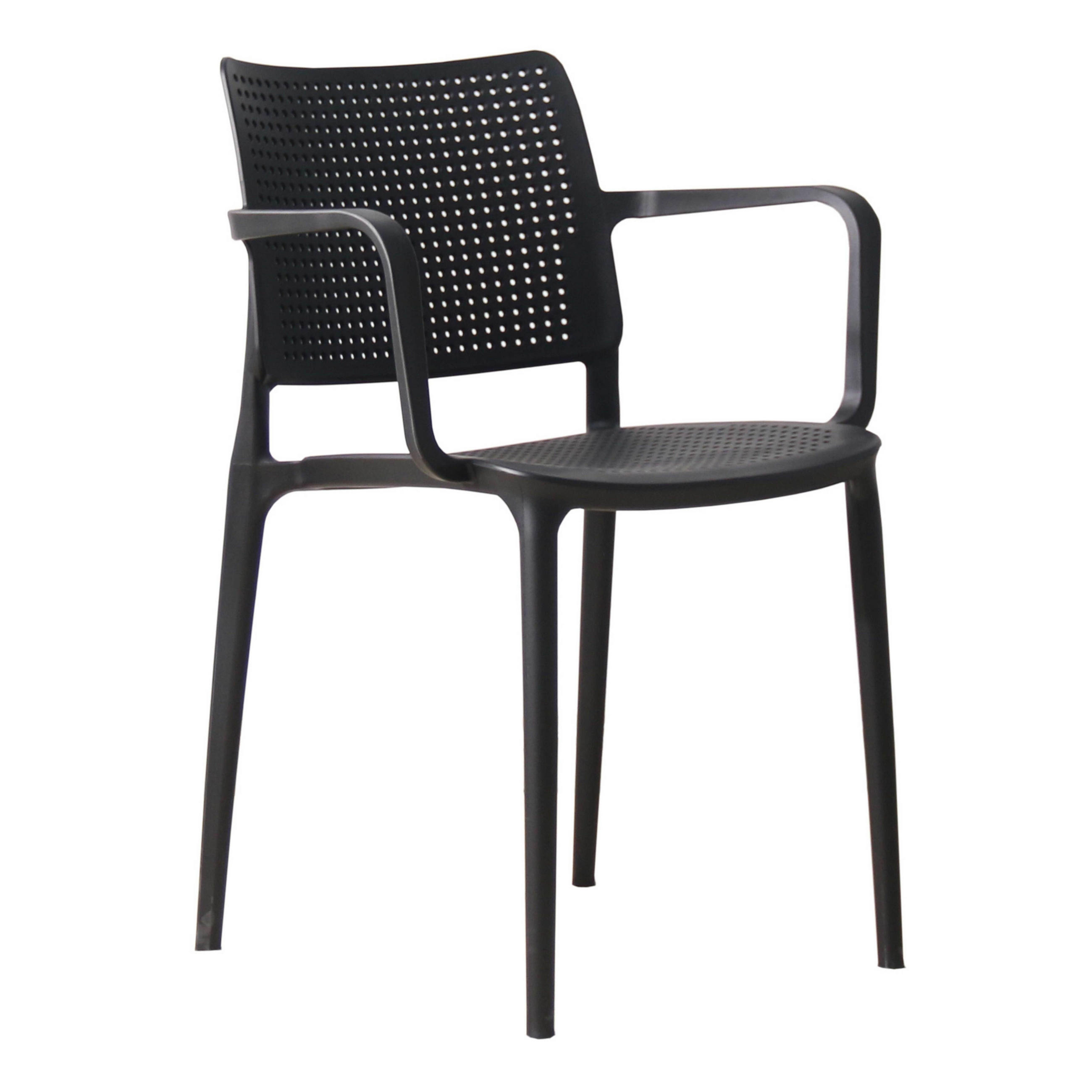 GARTENSTÜHLE 4-tlg., Schwarz - Schwarz, Textil (42/80/55cm) - Oviala