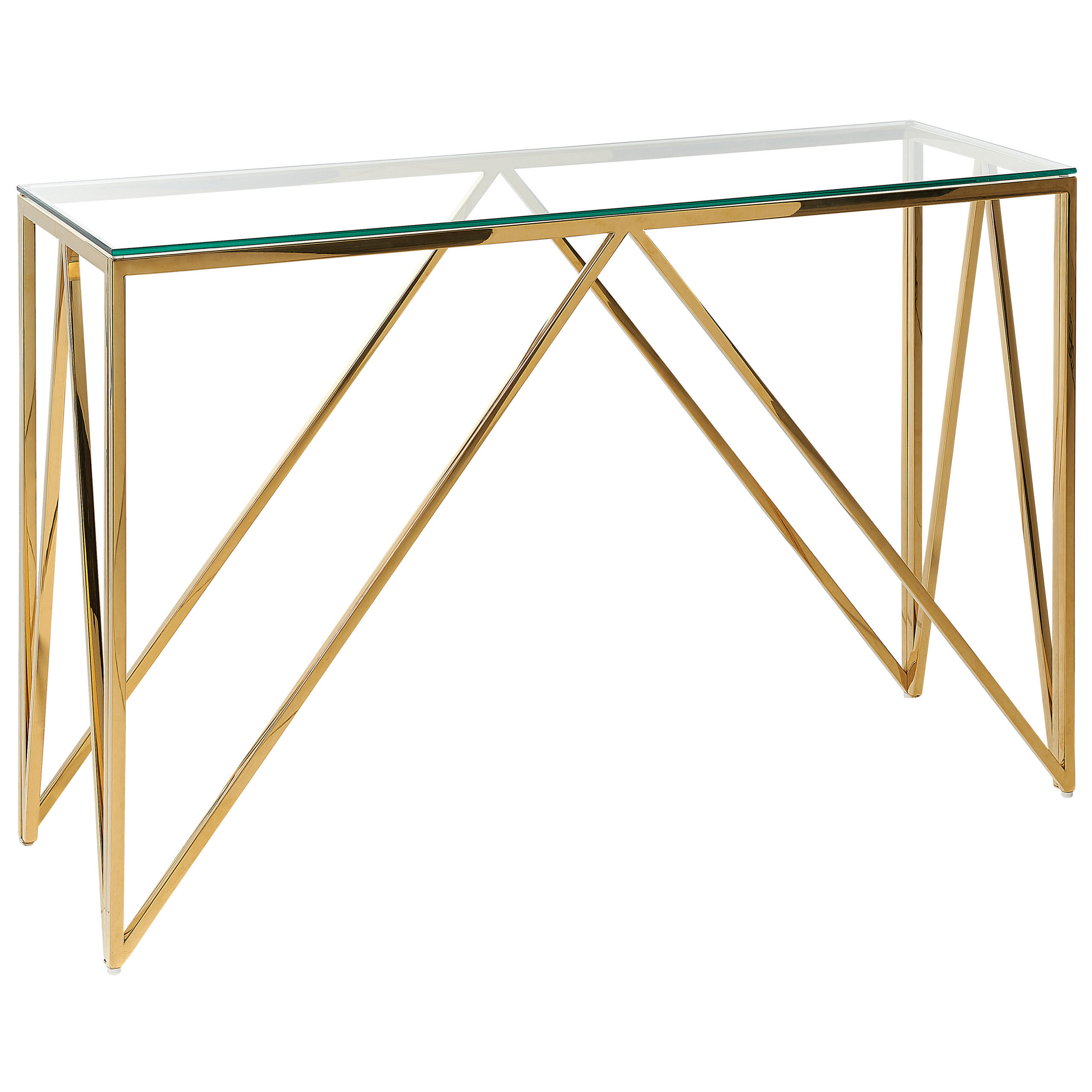KONSOLENTISCH Glas transparent/gold Weso - Transparent/Goldfarben, Glas (40/120/78cm) - Beliani