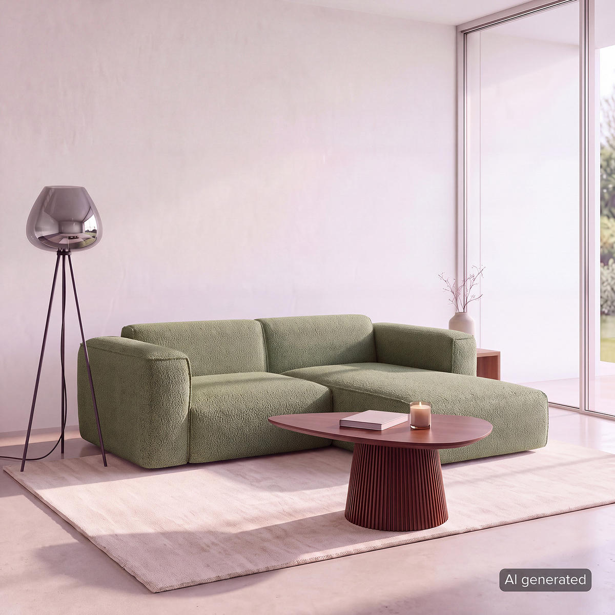 1,5-SITZER ECKSOFA mit Longchair - Schwarz/Grün, Kunststoff/Textil (260/173cm) - home24