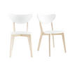 HOLZSTUHL Design mit Weiß LEENA (2 Stck.) - Weiß, Holz (54.5/80/50cm) - Miliboo