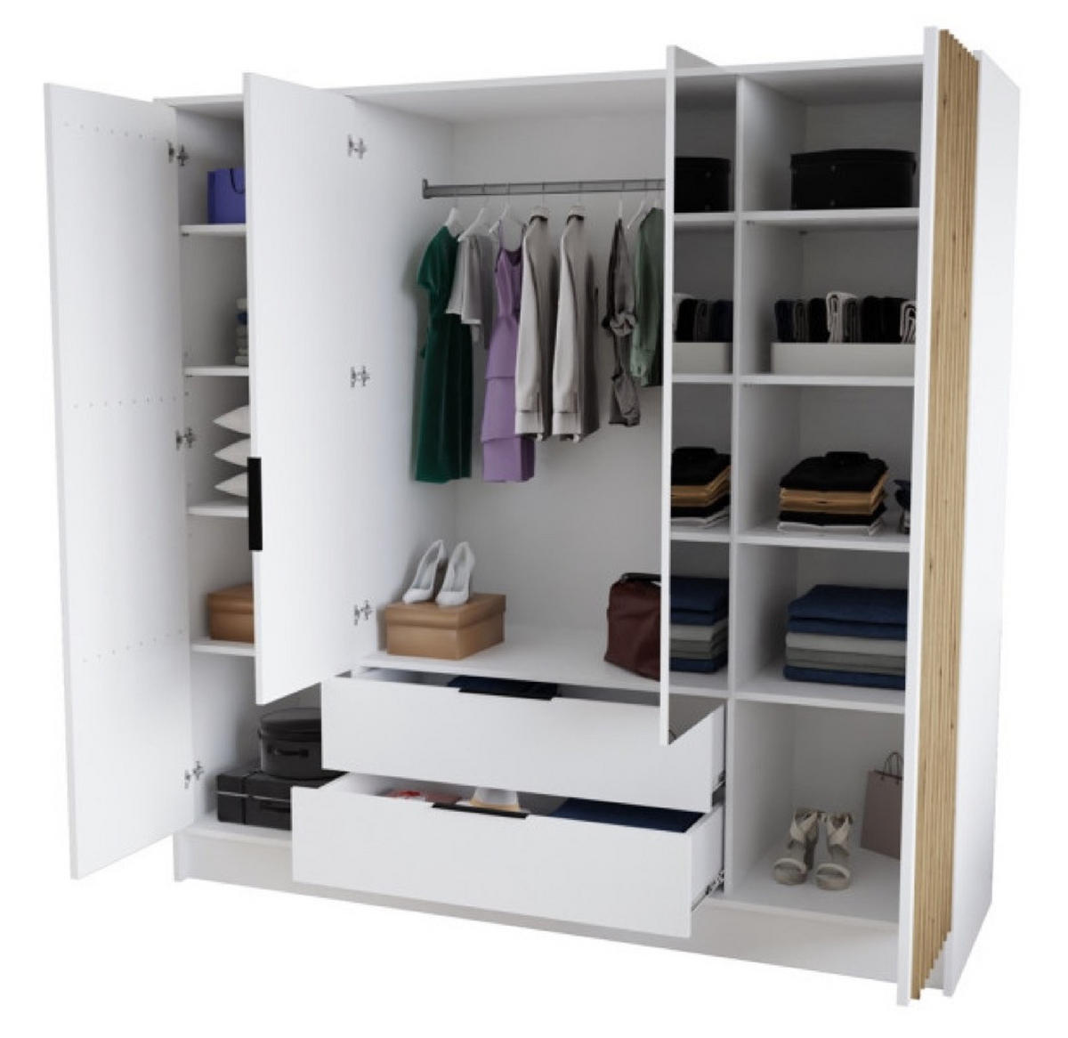 SCHRANK Schwarz ORE 200 Mit Lamellen Und Spiegel Craft Gold - Eichefarben/Goldfarben, Holzwerkstoff (200/200/51cm) - Sepro Meble