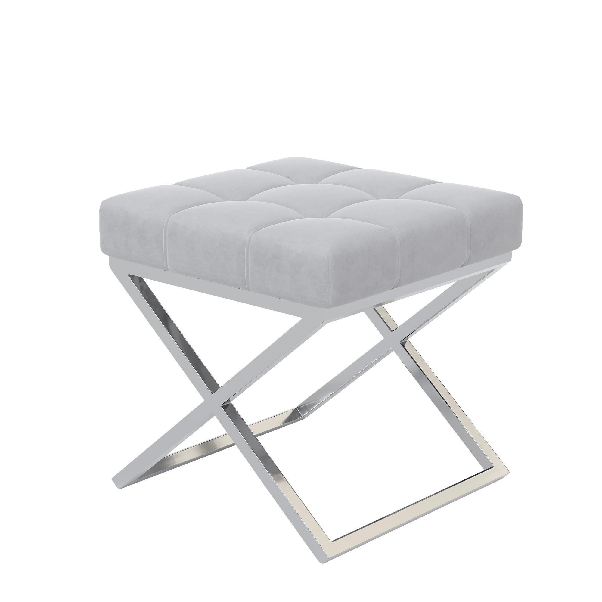 HOCKER LIND 45/45/45 cm, Chrom / Grau - Chromfarben/Grau, Textil/Metall (45/45/45cm) - Idohome