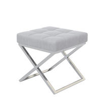 HOCKER LIND 45/45/45 cm, Chrom / Grau - Chromfarben/Grau, Textil/Metall (45/45/45cm) - Idohome