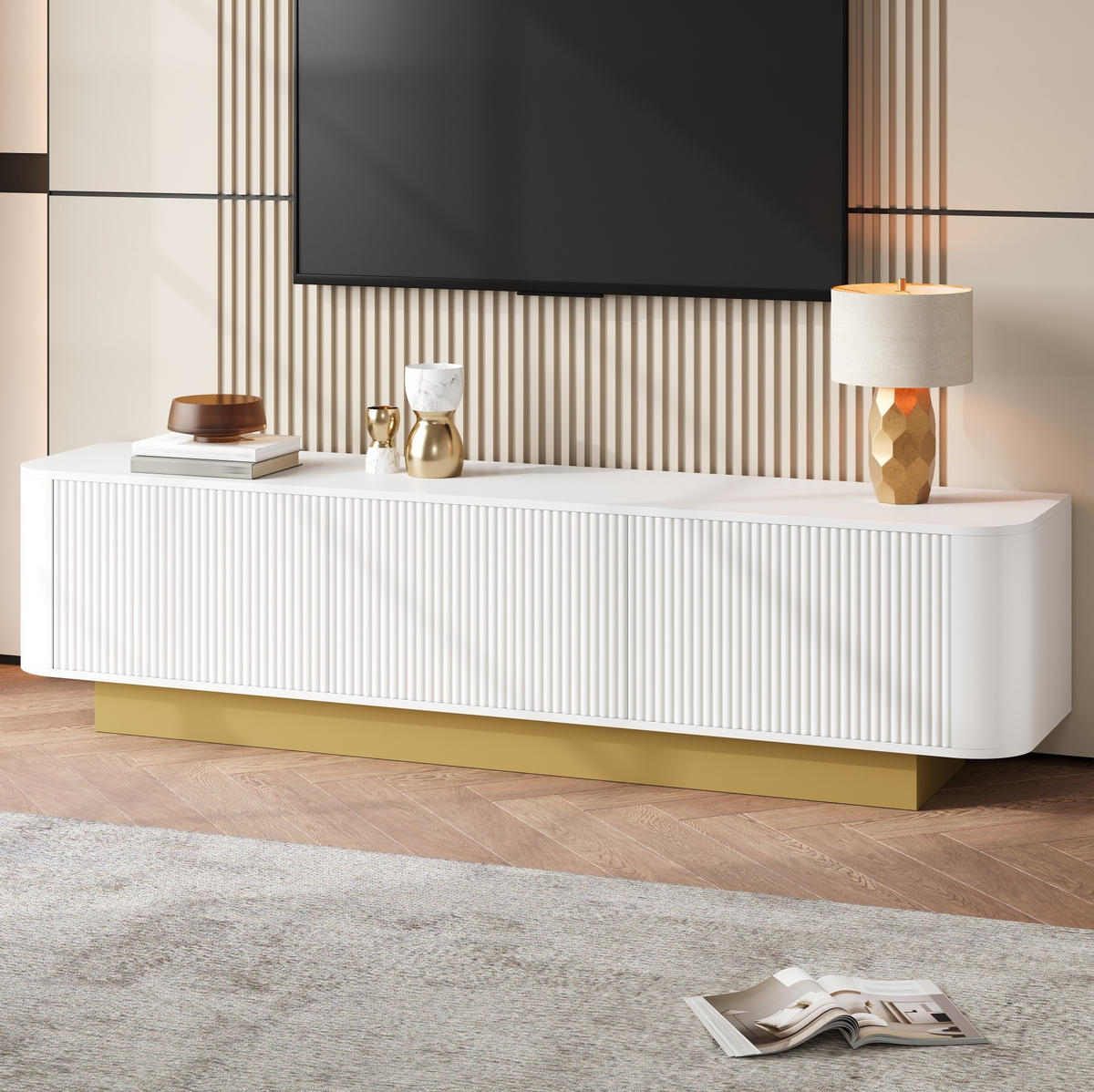 TV-LOWBOARD mit Stauraum 170 x 40,5 x 47 cm MDF/PB Weiß - Weiß, Holzwerkstoff (40.5/47/170cm) - Beauniv