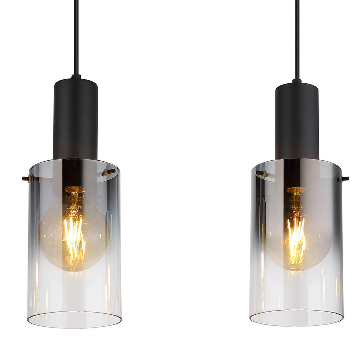 HÄNGELEUCHTE Florentina Metall Schwarz - Schwarz, Glas (102.5/12.5/150cm) - Globo Lighting