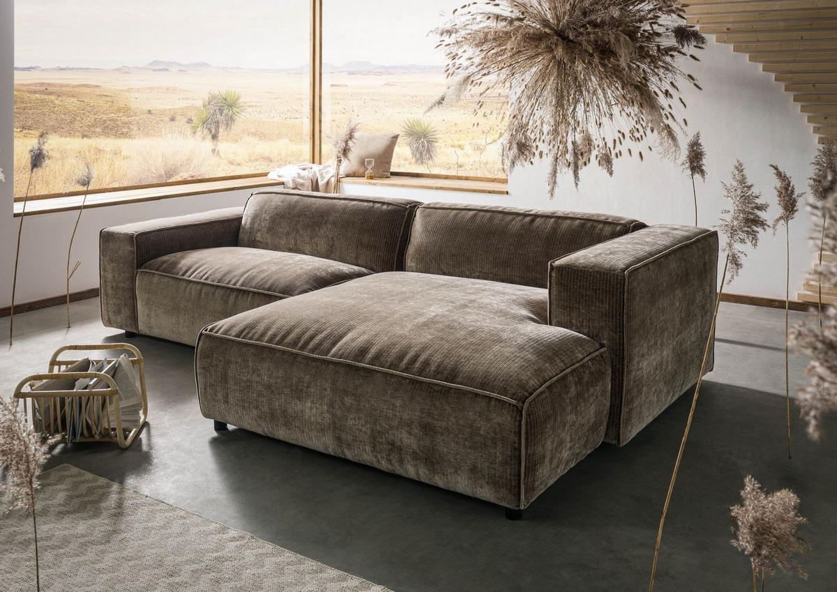 ECKSOFA 279x164x69 Cord taupe VALENCIA - Taupe, Kunststoff (279/164cm) - Massivmoebel24