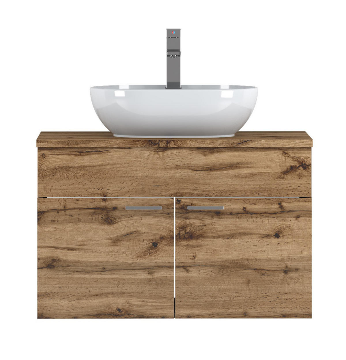 WASCHBECKENUNTERSCHRANK Colorado 2 Schubladen Eiche - 80 x 46 x 52 cm - Eichefarben, Holz (80/52/46cm) - Badplaats