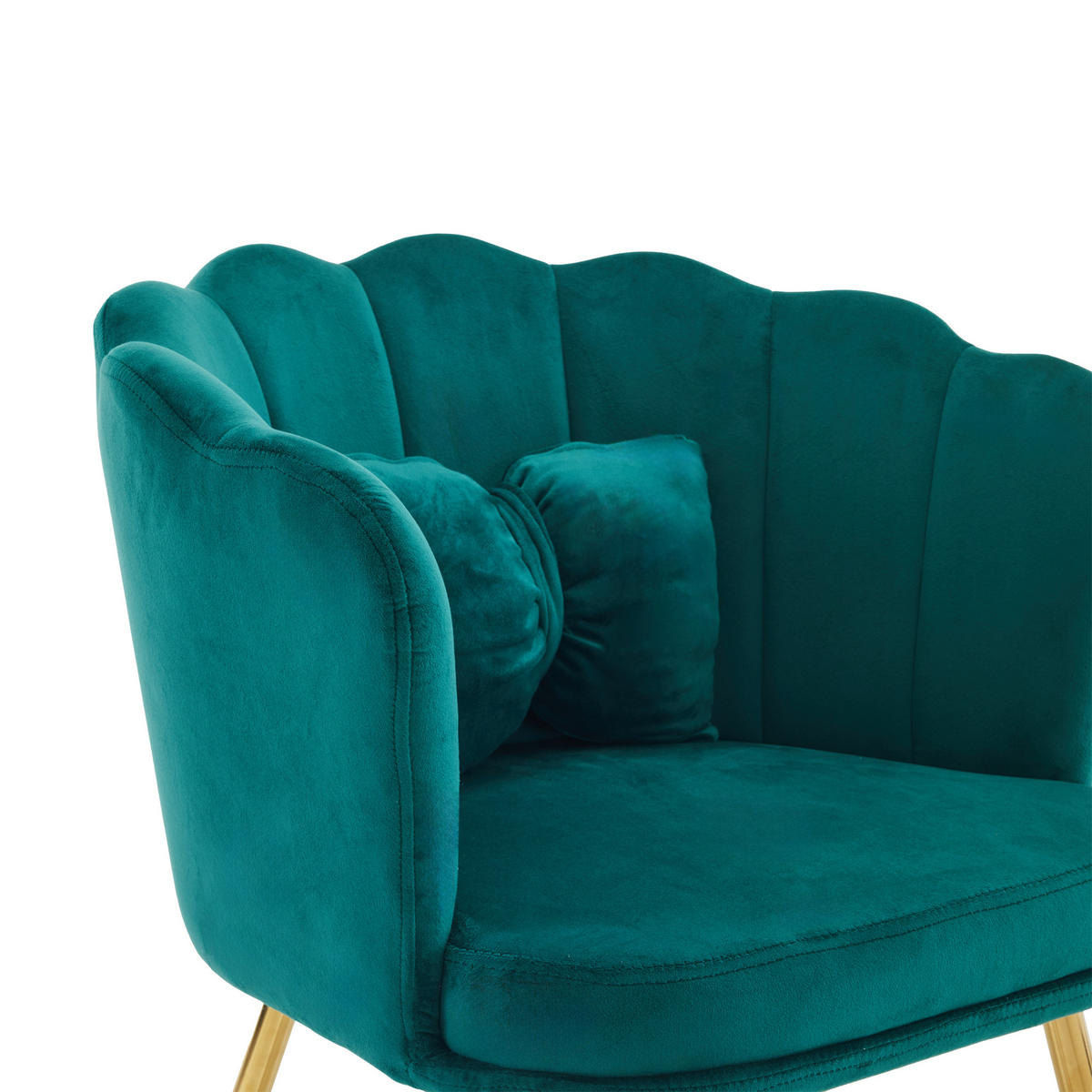 STUHL SET 6-TEILIG Samt Polster Blütenblatt-Rücken Goldfüße & Kissen Grün - Grün, Holz (62/43/54cm) - FLIEKS