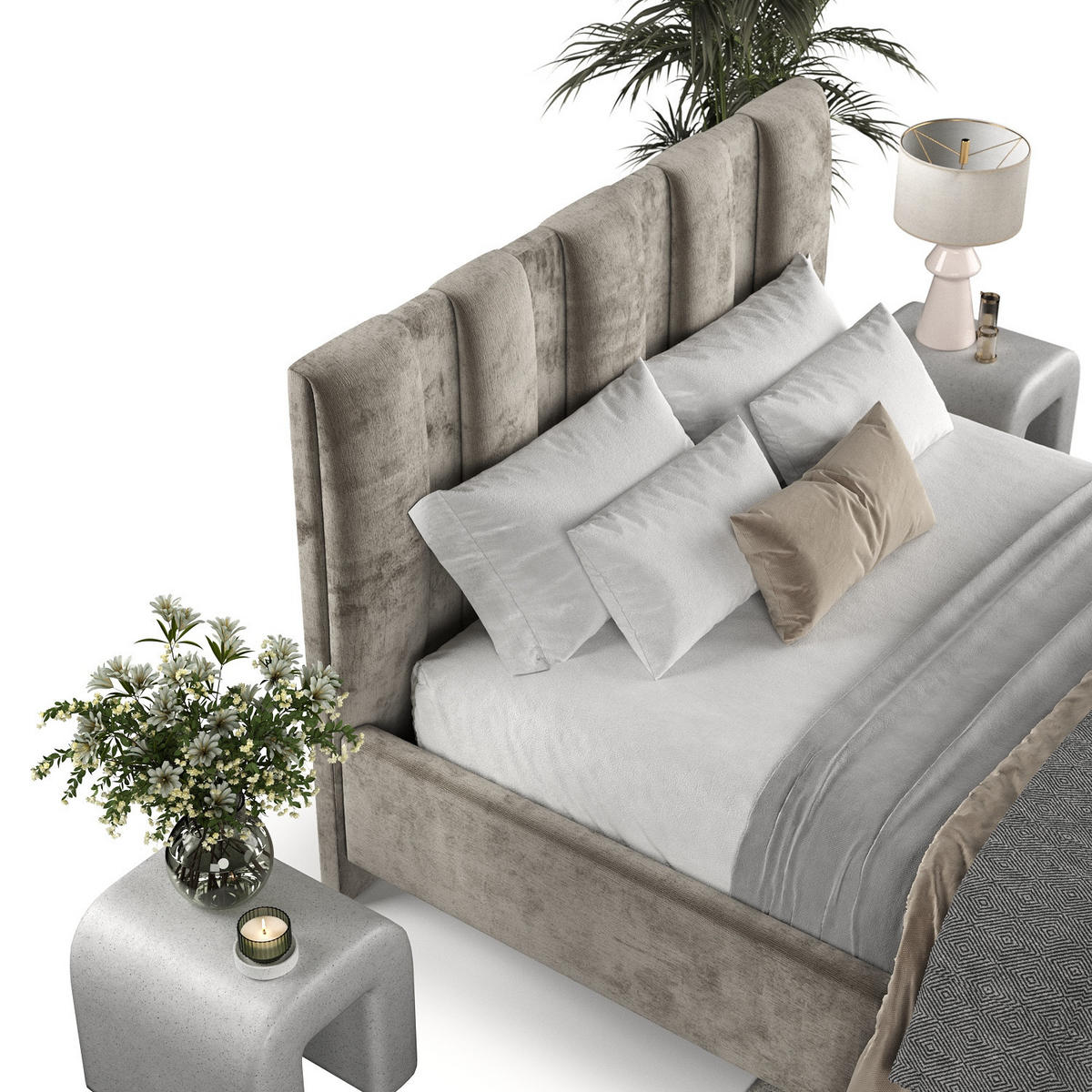 POLSTERBETT Loom 180/200 cm Beige im Lotta Stoff - Beige/Naturfarben, Holz/Holzwerkstoff (180/200cm) - AltaBeds