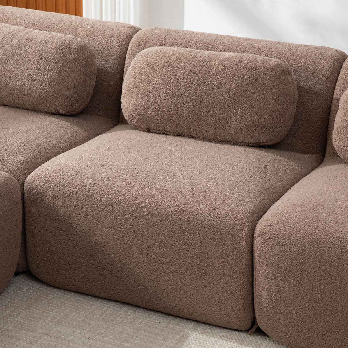 ECKSOFA Chenille Camel - Braun, Textil (271/177cm) - WISHDOR