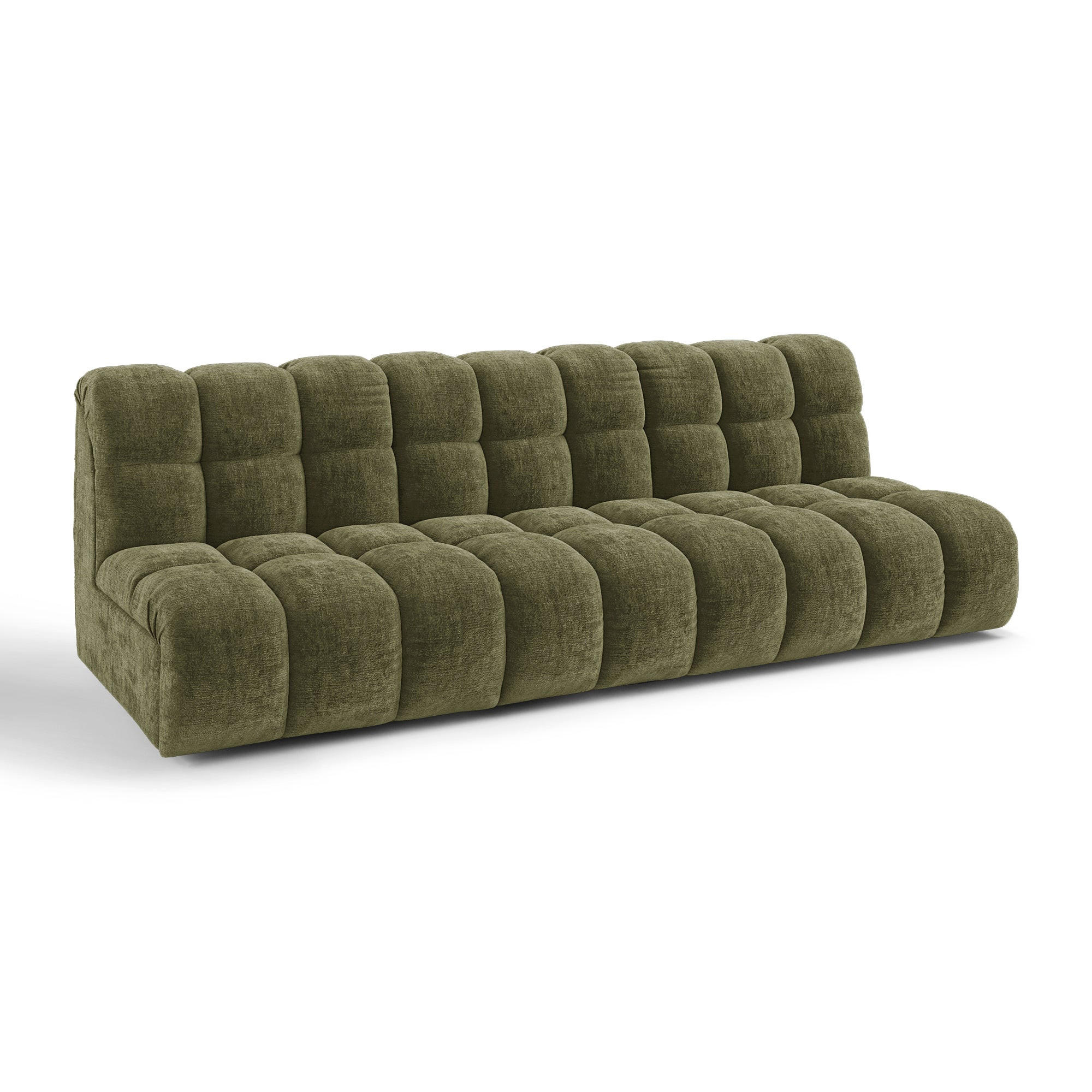SOFA SEVEN Geprägter Samt Vintage-Grün 243cm - Dunkelgrün/Grün, Textil (243/77/98cm) - Premium Interiors