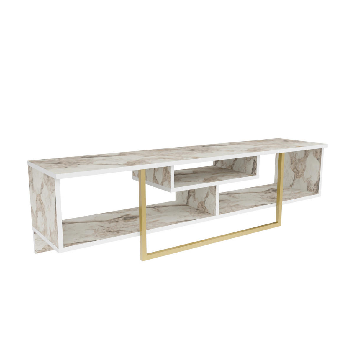 TV-ELEMENT Asal Marmor Weiss Gold - Goldfarben/Weiß, Holzwerkstoff (149.4/40/35.2cm) - Decorotika