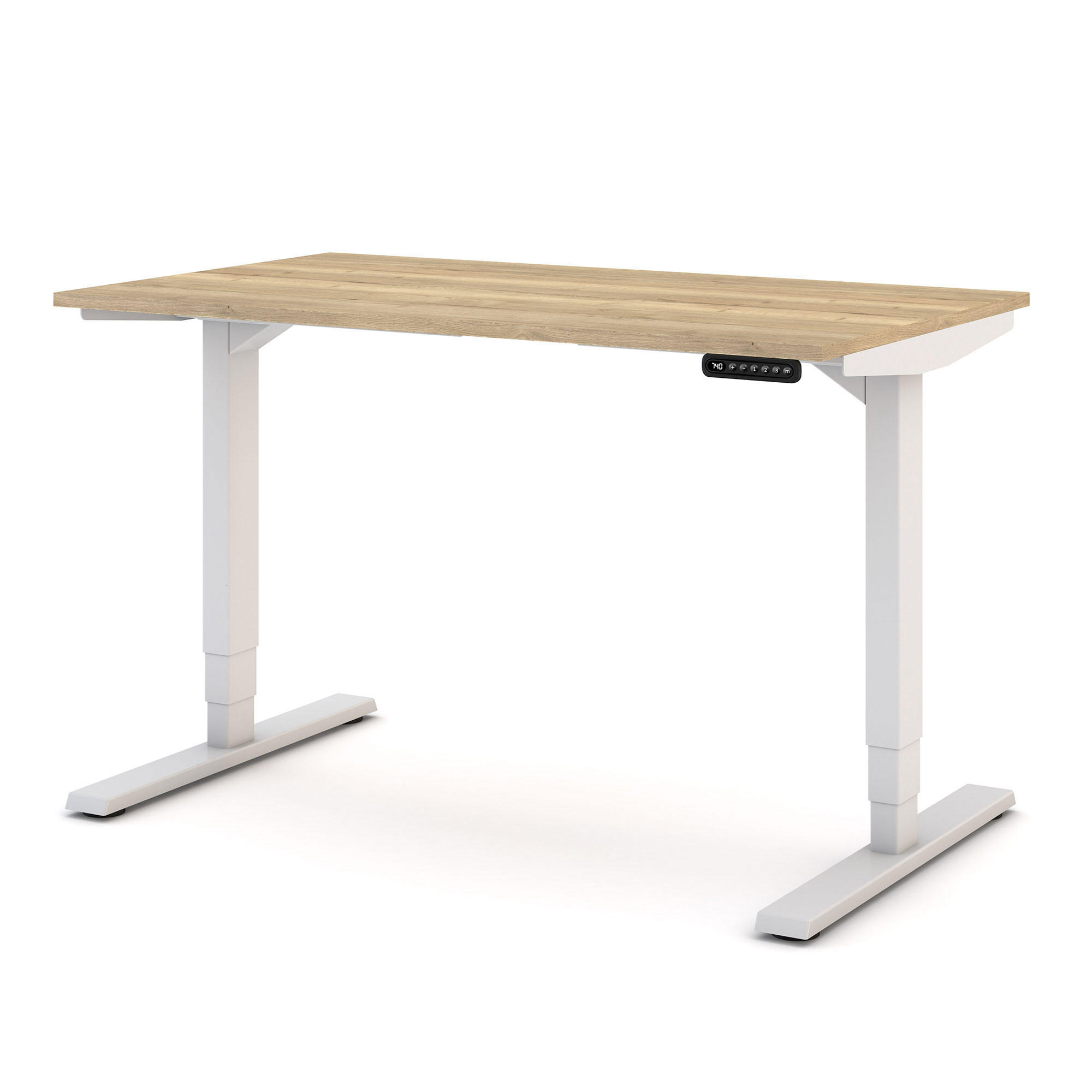 SCHREIBTISCH Elektrisch höhenverstellbarer Schreibtisch Y-Line Eiche Natura Signalweiß 120/70/62-127cm - Weiß/Eiche Artisan, Holzwerkstoff/Metall (70/120/127cm) - ASSMANN