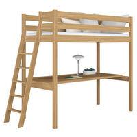HOCHBETT N02 mit Schreibtisch Eiche Natur 80/200 - Eiche Artisan, Naturmaterialien/Holz (80/200cm) - N-Wood