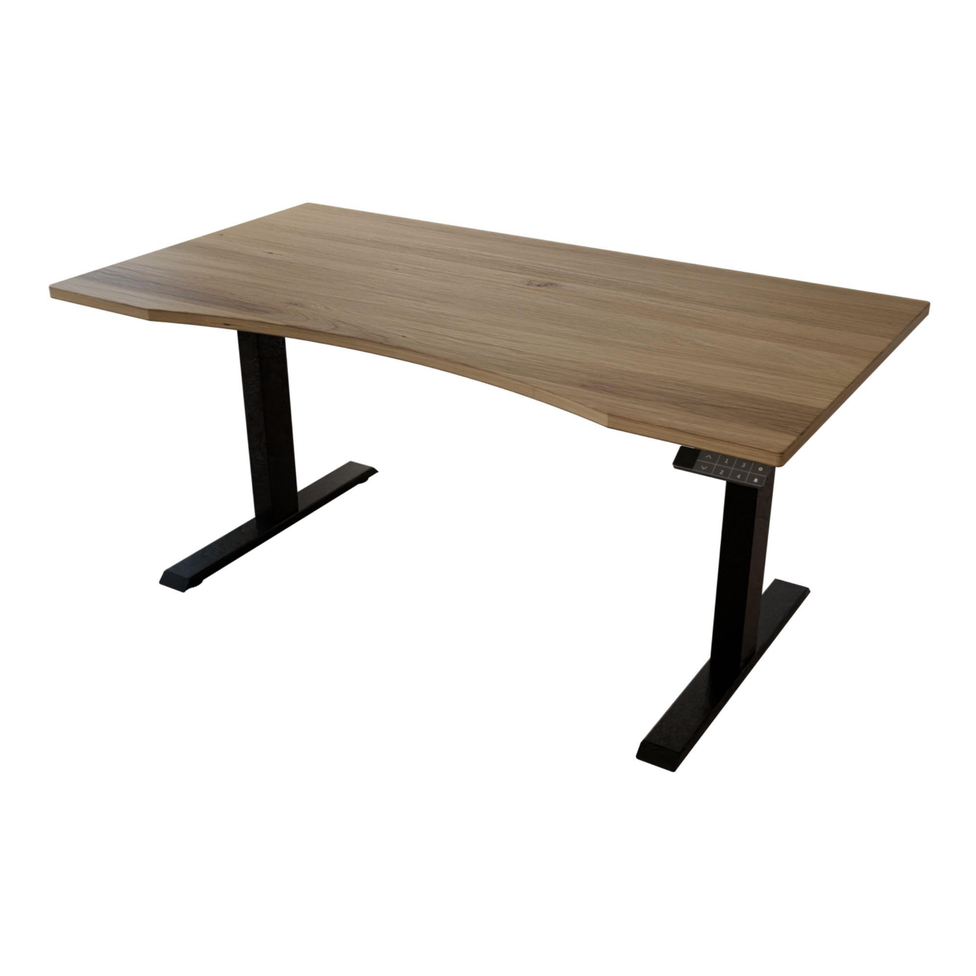 SCHREIBTISCH 150/80/65 - 130 cm elektrisch höhenverstellbar aus Wildeiche ergonomisch - Schwarz/Braun, Holz (80/150/65cm) - MeinMassivholz