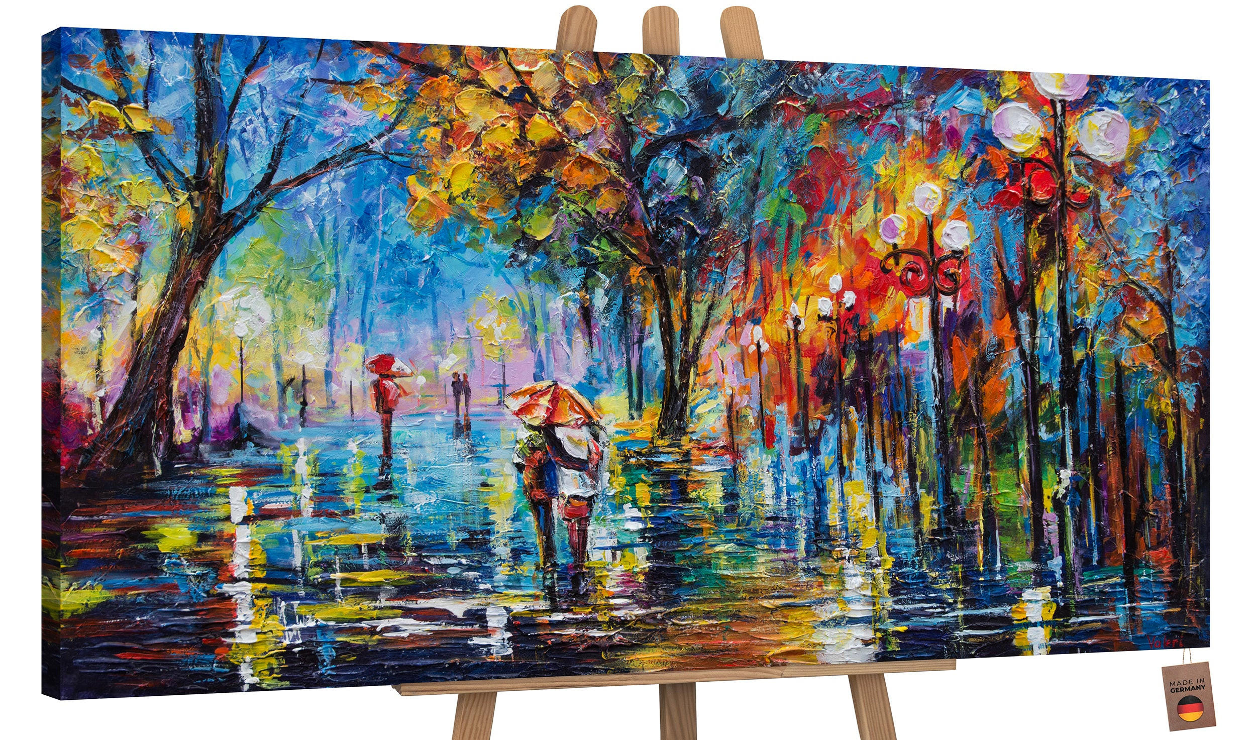 GEMÄLDE Herbstliche Allee auf Keilrahmen 200x100 cm - Blau, Holz (200/100cm) - YS-art gallery