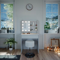 SCHMINKTISCH Laura Weiß 70 cm mit LED Beleuchtung und Hocker - Weiß, Holzwerkstoff (70/136/40cm) - Vicco