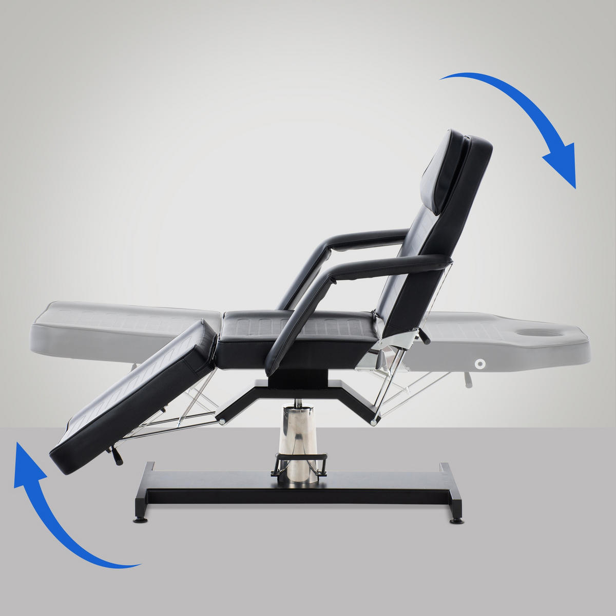 KOSMETIKLIEGE Regen Hydraulisch 64x185x125cm Kunstleder Schwarz Massageliege - Schwarz, Kunststoff (64/125/185cm) - DELUKE