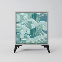 SIDEBOARD ASIAN SWAY, Grau, 57,5x42x70,5 cm, Schwarze Metall-Sternfüße - Multicolor/Schwarz, Holzwerkstoff/Metall (57.5/70.5/42cm) - SpaceRebels