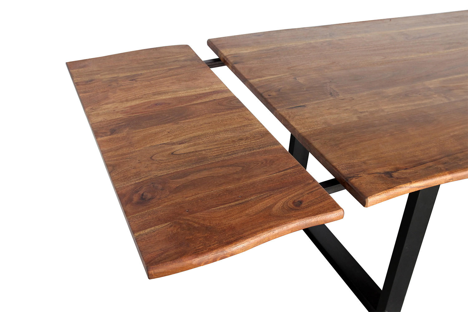 ESSTISCH LORE Holz Akazie - Schwarz/Naturfarben, Holz/Metall (140/90/77cm) - KAWOLA