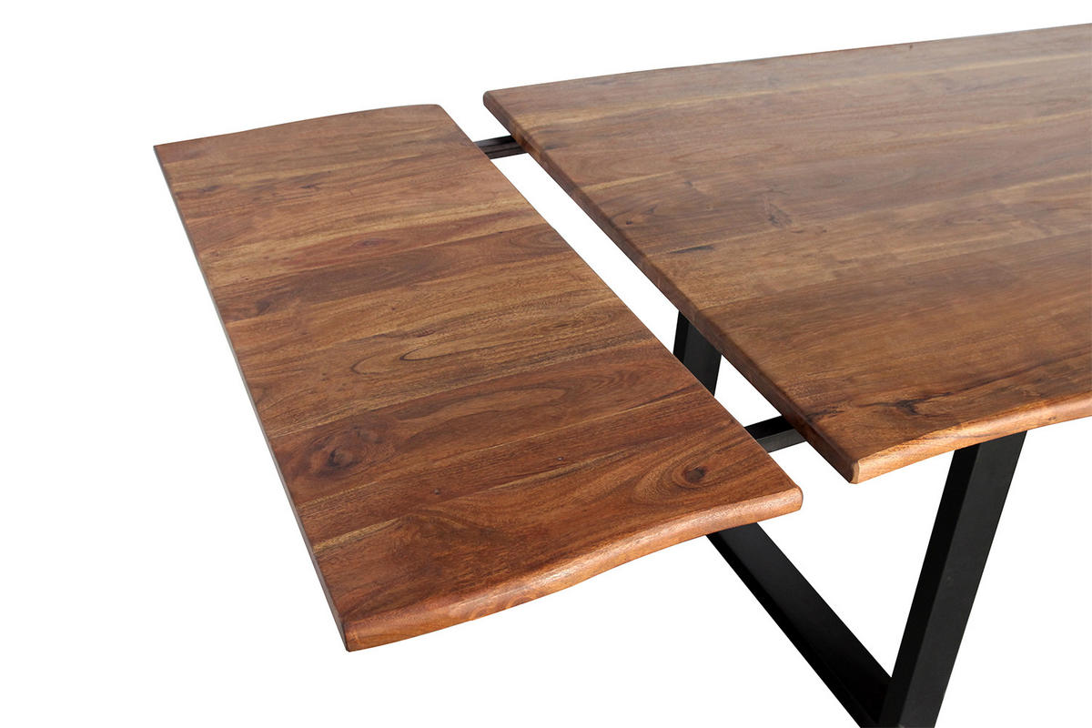 ESSTISCH LORE Holz Akazie - Schwarz/Naturfarben, Holz/Metall (140/90/77cm) - KAWOLA