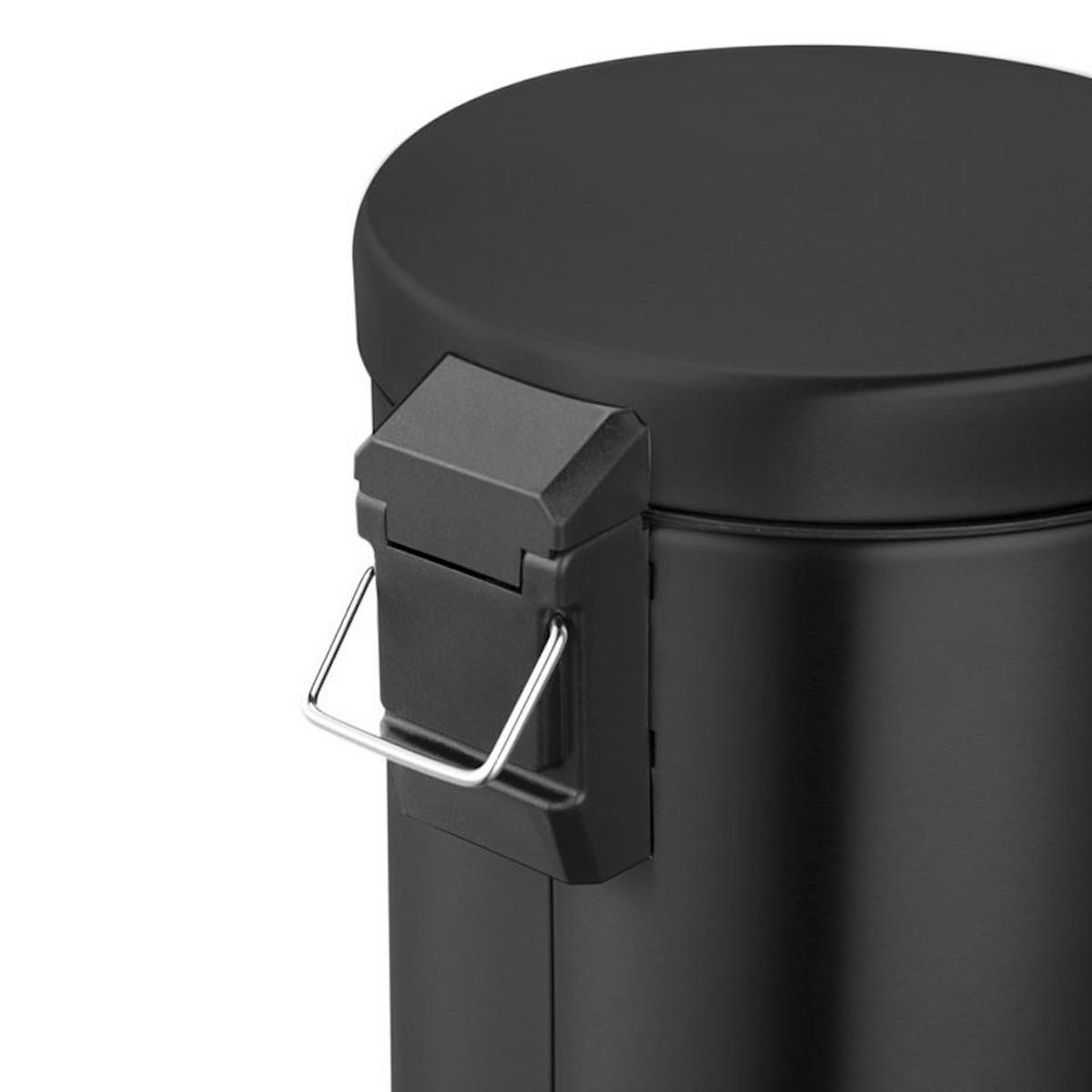 MÜLLEIMER Runder TretMit Herausnehmbaren Kunststoff Inneneimer 3 Liter 27 x 19,5 x 17 cm Schwarz - Schwarz, Metall (19.5/27/17cm) - PROREGAL