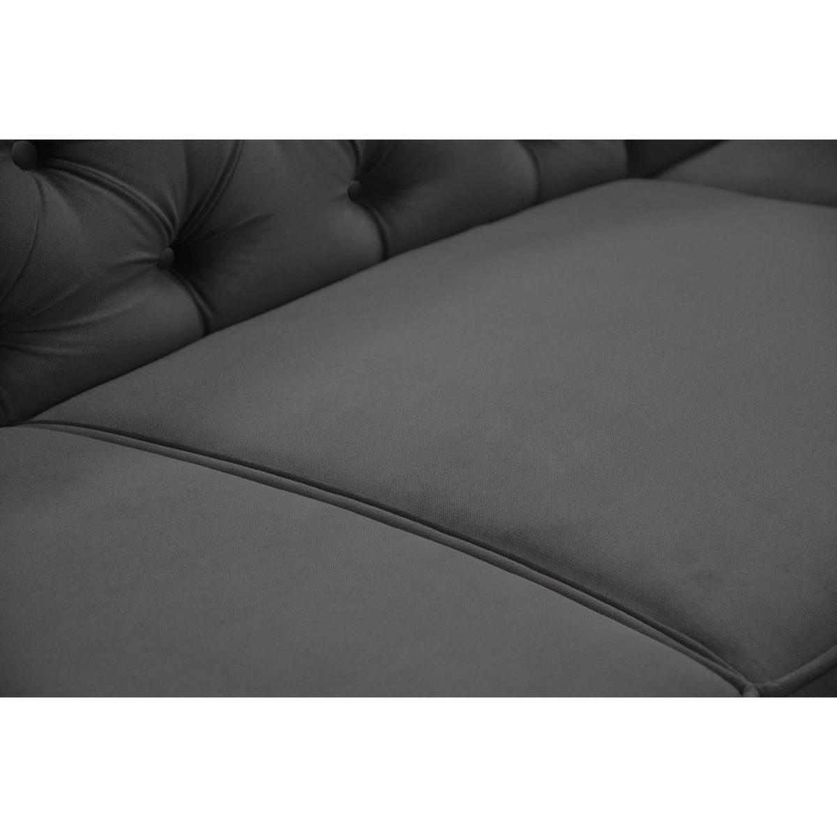 ECKSCHLAFSOFA Chester im Chesterfield-Stil, Grau, rechts - Schwarz/Grau, Textil (278/173cm) - Beautysofa