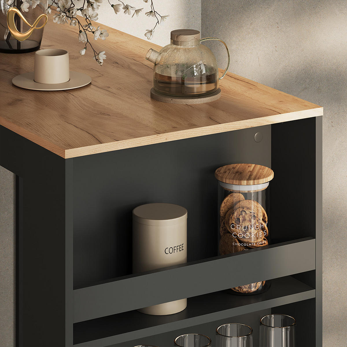 BARTISCH Regusa Goldkraft Eiche/Anthrazit 57 x 117 cm - Honigeiche/Anthrazit, Holzwerkstoff (117/57/106cm) - Livinity®