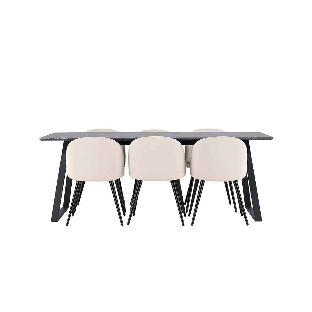 TISCHGRUPPE velour beige - Beige, Holzwerkstoff (200/75/90cm) - ebuy24