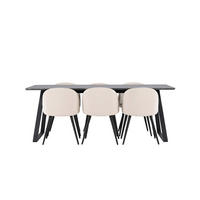 TISCHGRUPPE velour beige - Beige, Holzwerkstoff (200/75/90cm) - ebuy24