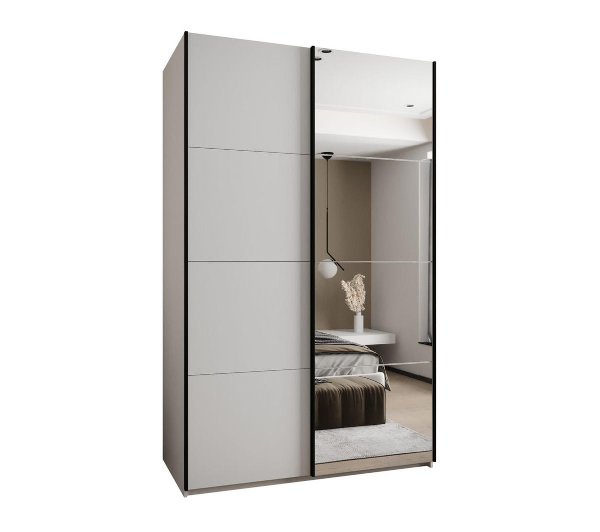 SCHWEBETÜRENSCHRANK 245,5/160/64 2-türig - Schwarz/Weiß, Holz/Metall (160/245/64cm) - Abiks Möbel
