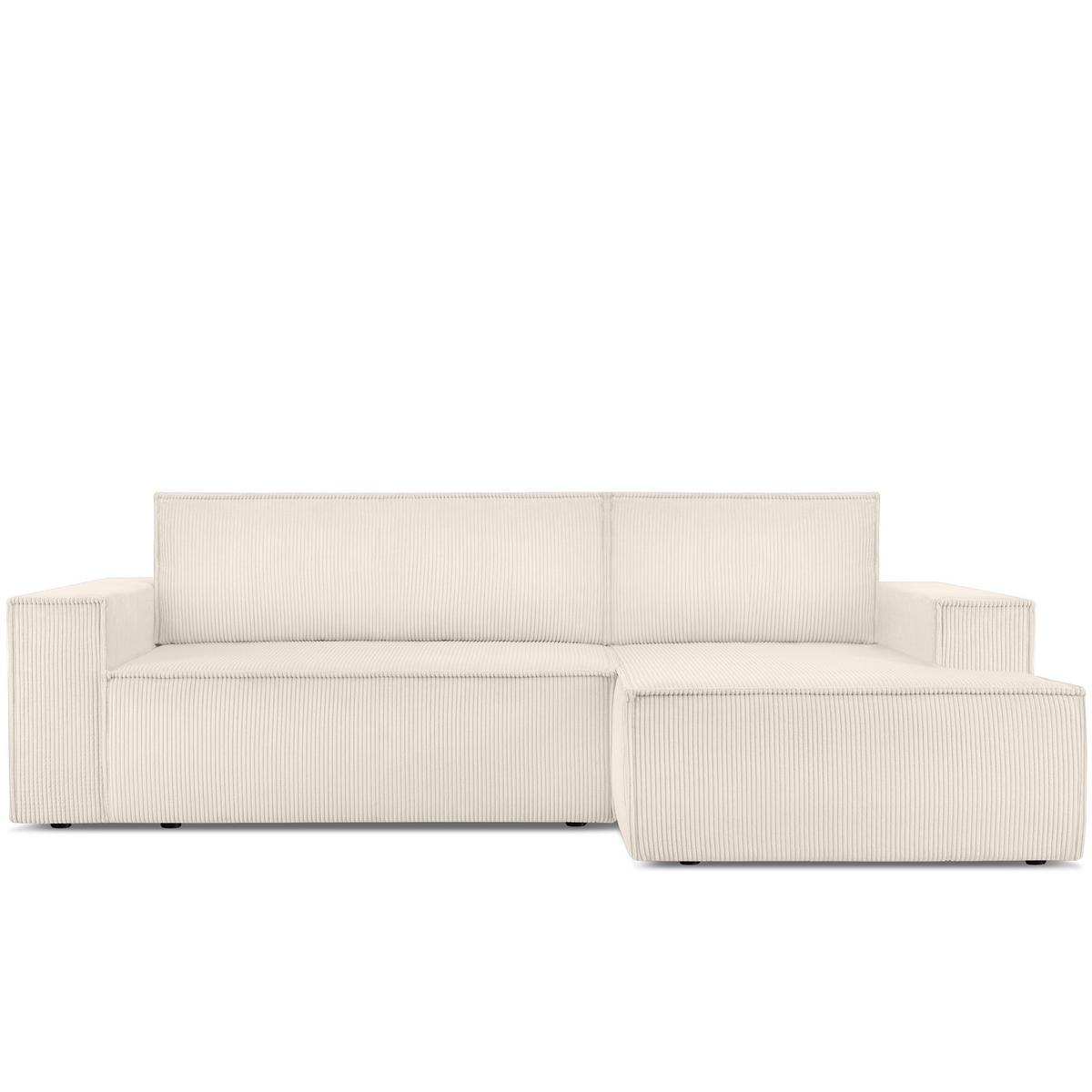 ECKSCHLAFSOFA-RECHTS NAPI in Pet Friendly Cord-Stoff, ecrufarben - Creme/Schwarz, Textil (262/148cm) - KONSIMO®