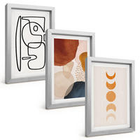 BILDER SET 3er Set - 20x30 cm Silberner Rahmen - Abstrakte Farbdekorationen - Silberfarben, Kunststoff (20/30cm) - TULUP
