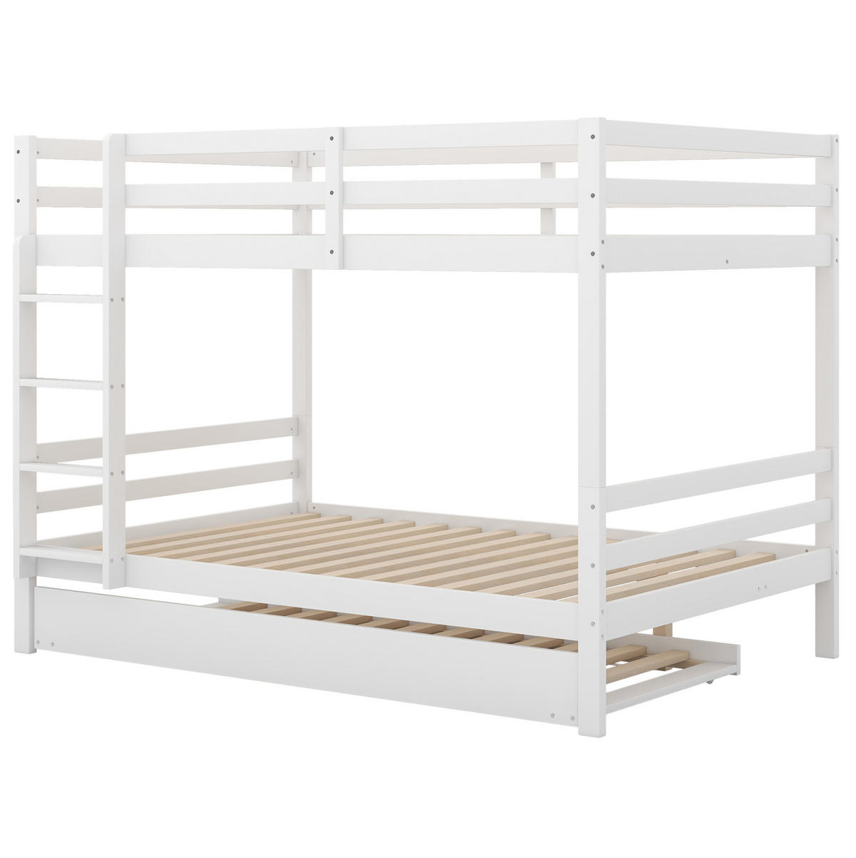 ETAGENBETT 140/200 cm aus Kiefer und MDF mit Ausziehbett und Treppe Weiß - Weiß, Holz (140/200cm) - Modenvie