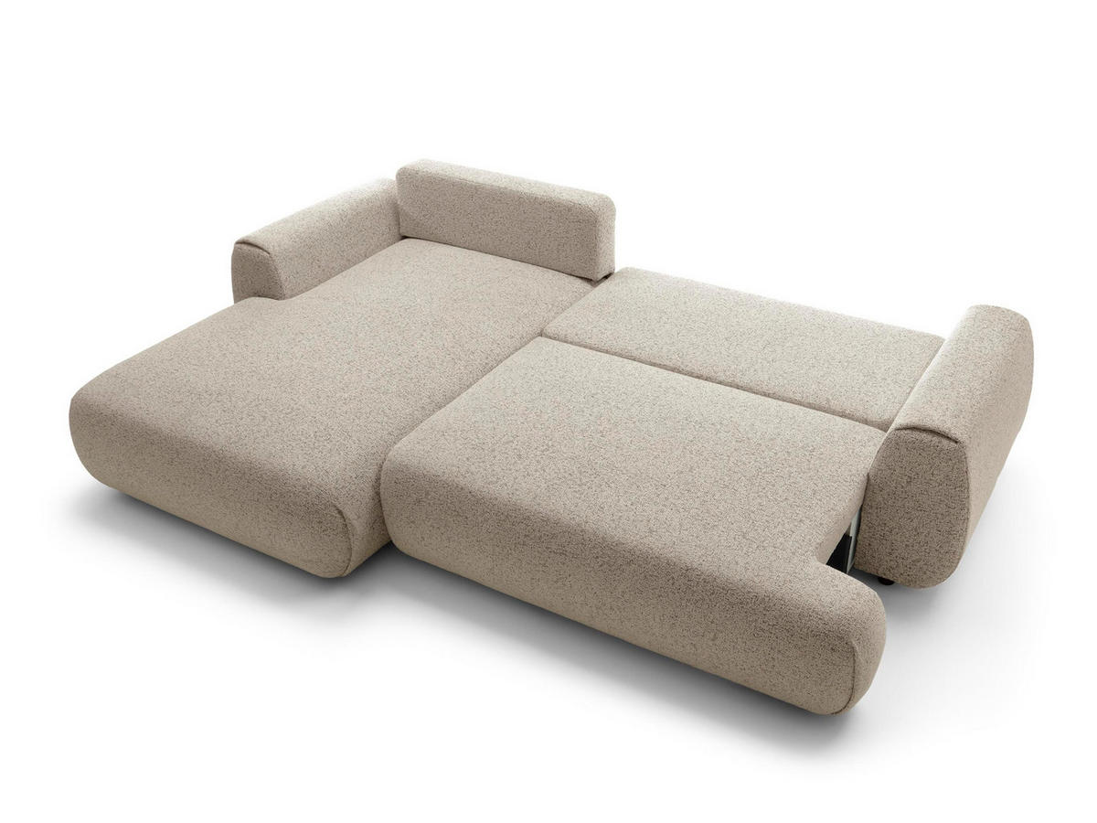 ECKSOFA Morena Dunkelbeige, mit Schlaffunktion, linke seite - Ecru/Schwarz, Holzwerkstoff/Textil (167/270cm) - Bettso