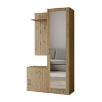 GARDEROBENSCHRANK Magnola Eiche 100/180,5/35 cm – Modern, mit Spiegel und viel Stauraum - Hellbraun, Holzwerkstoff/Kunststoff (100/180.5/35cm) - AX Living