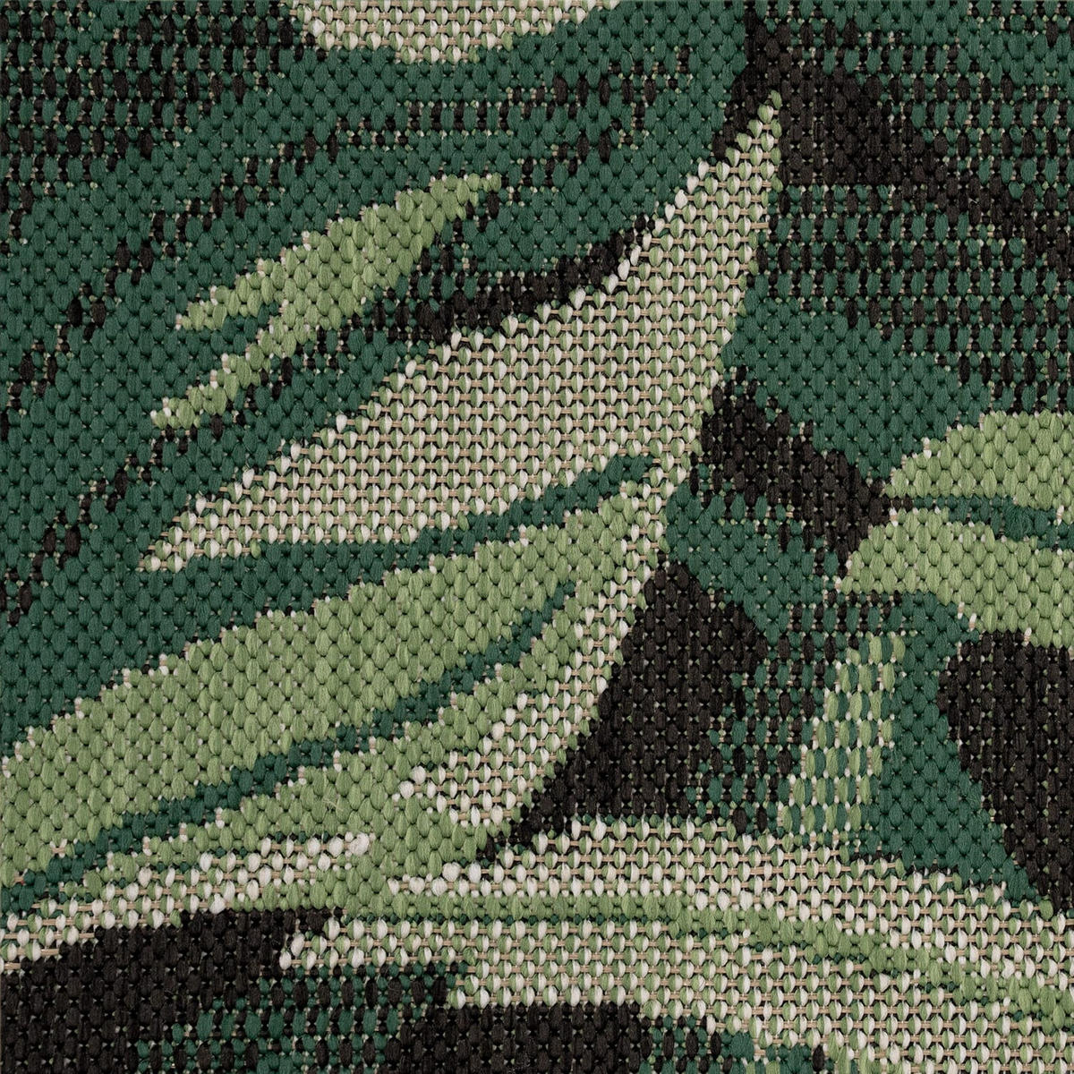 OUTDOOR Teppich Palmen Balkon, Terrasse schmutzabweisend Schwarz Läufer 80x150 - Schwarz, Textil (80/150cm) - KADIMA DESIGN