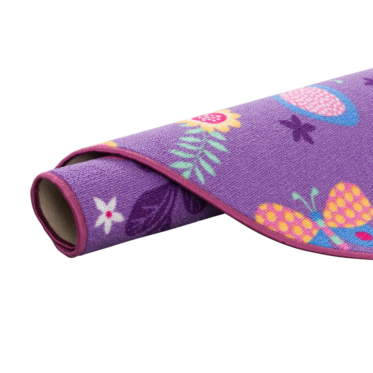 KINDER SPIEL TEPPICH SCHMETTERLING RUND - Lila, Textil (100/100cm) - Snapstyle