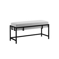 POLSTERBANK LAMO 80 cm Hellgrau, Schwarzes Gestell, Samtstoff - Hellgrau/Schwarz, Textil/Metall (80/45/35cm) - Bettso