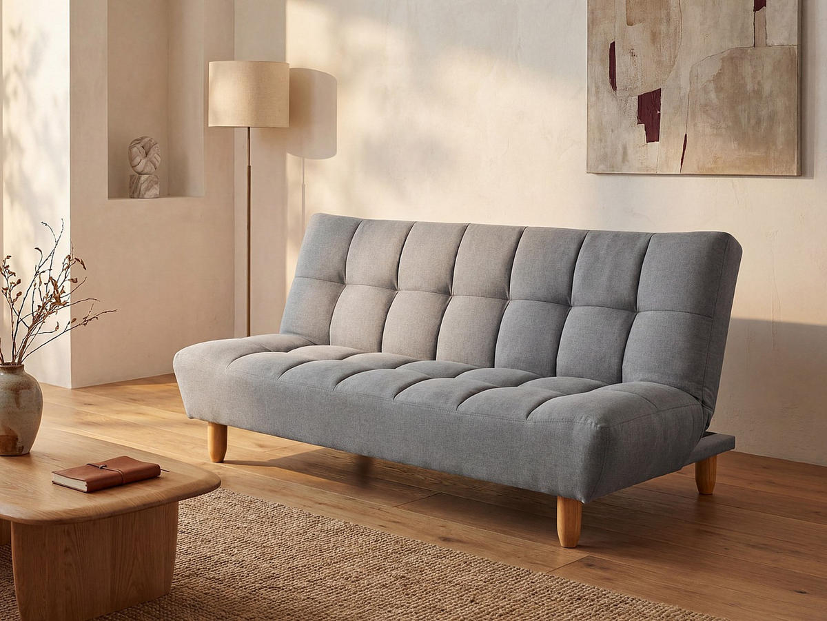SCHLAFSOFA - 3 Personen - stoff - grau Esteban - Grau, Holz/Textil (182/87/97cm) - Vente-Unique