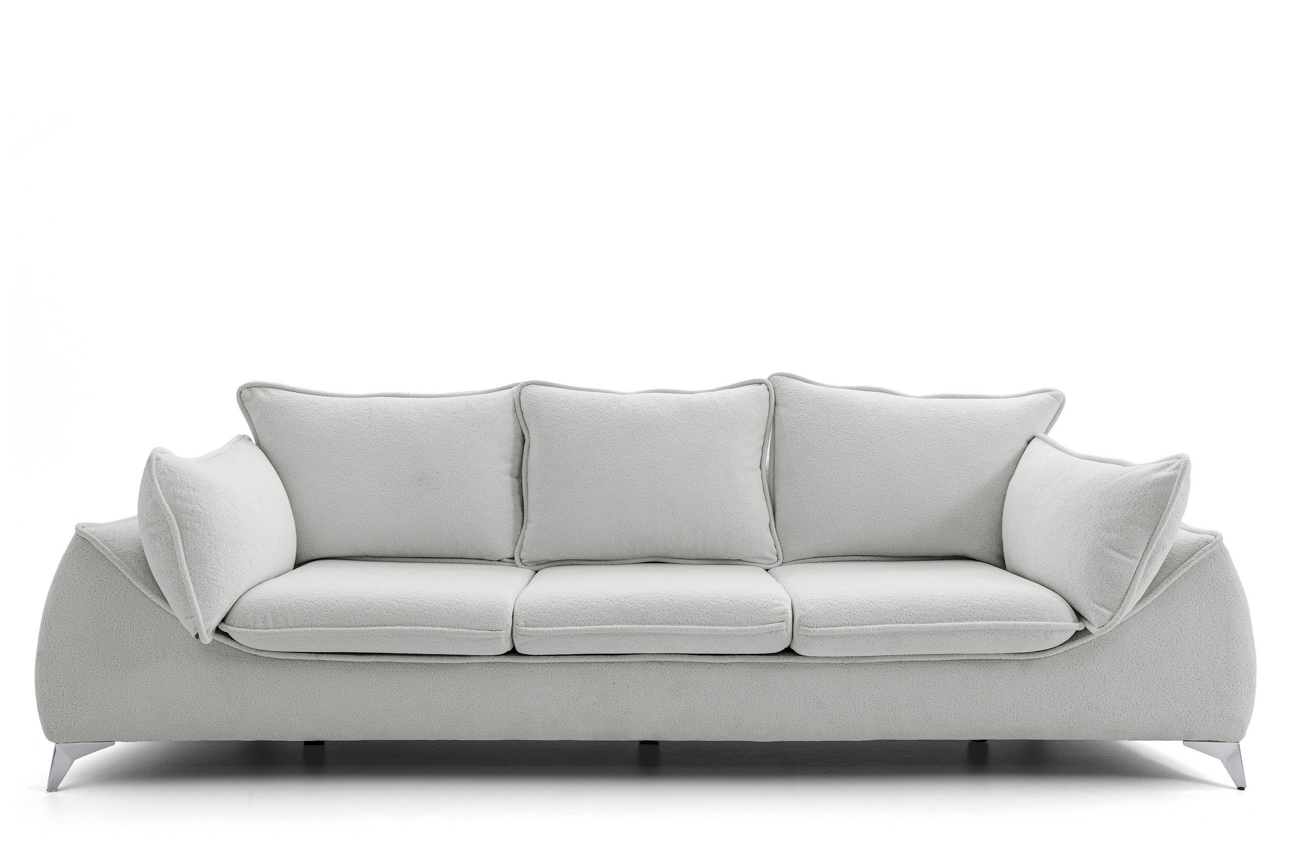 3-SITZER Sofa MELANI 252 cm Velours Hellgrau - Chromfarben/Hellgrau, Holz/Textil (252/90/88cm) - Muffo
